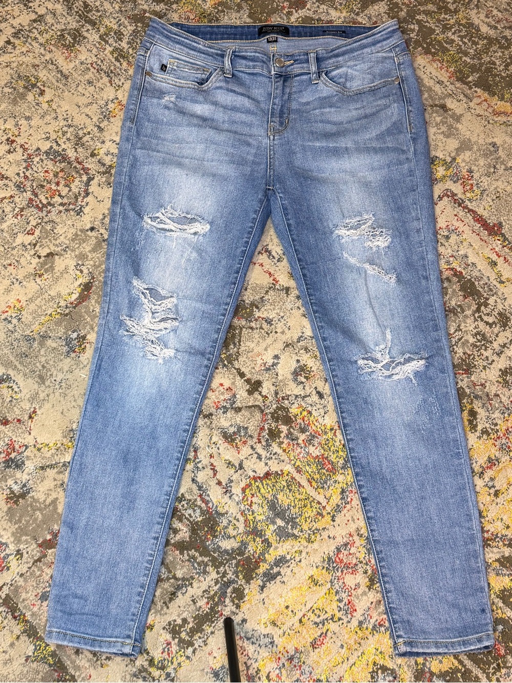 Judy Blue Light Blue Distressed Skinny Jeans